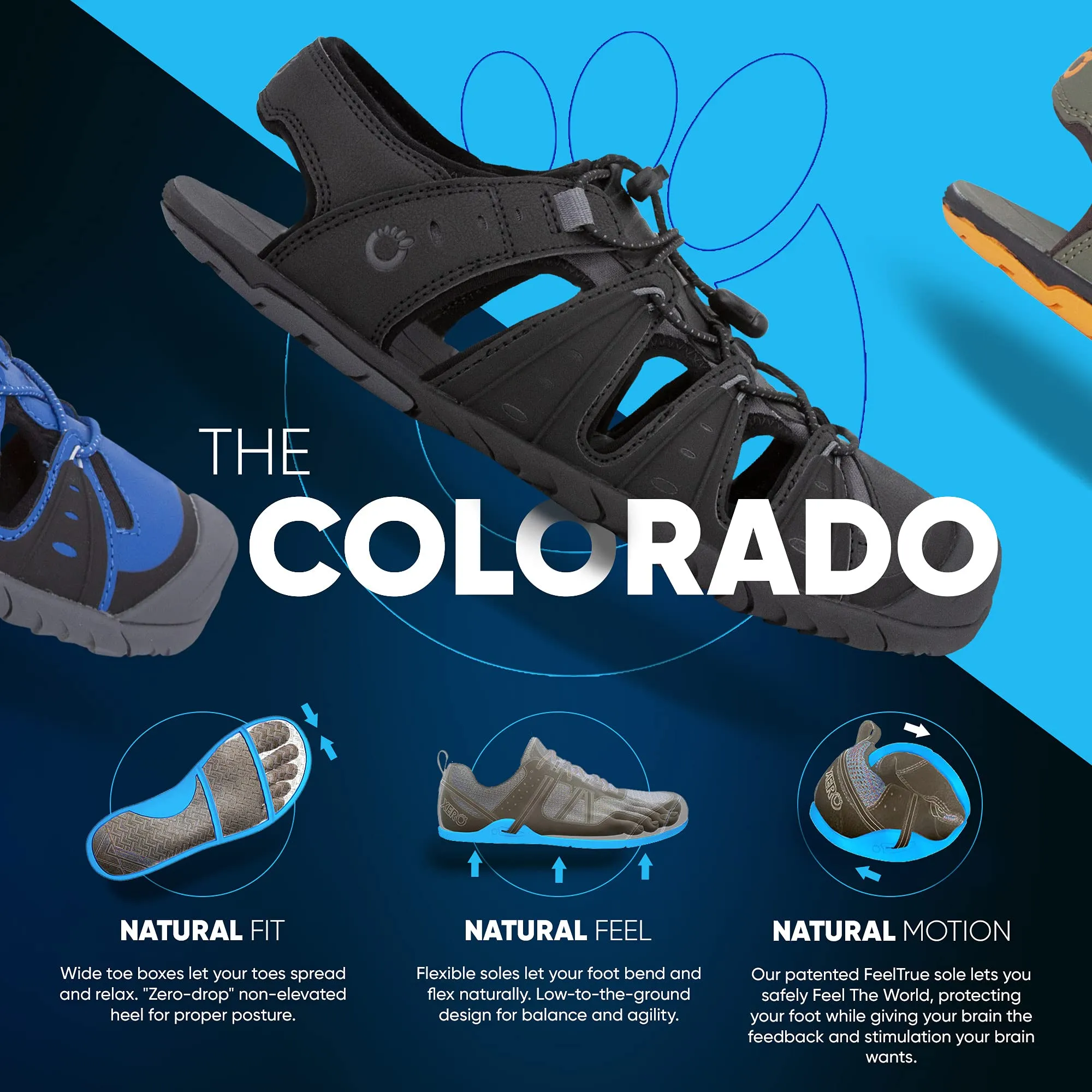 Xero Shoes Colorado - Men's Lightweight Shoe Sandal for Trails, Water. Barefoot-inspried, Minimalist, Zero Drop 8 Black