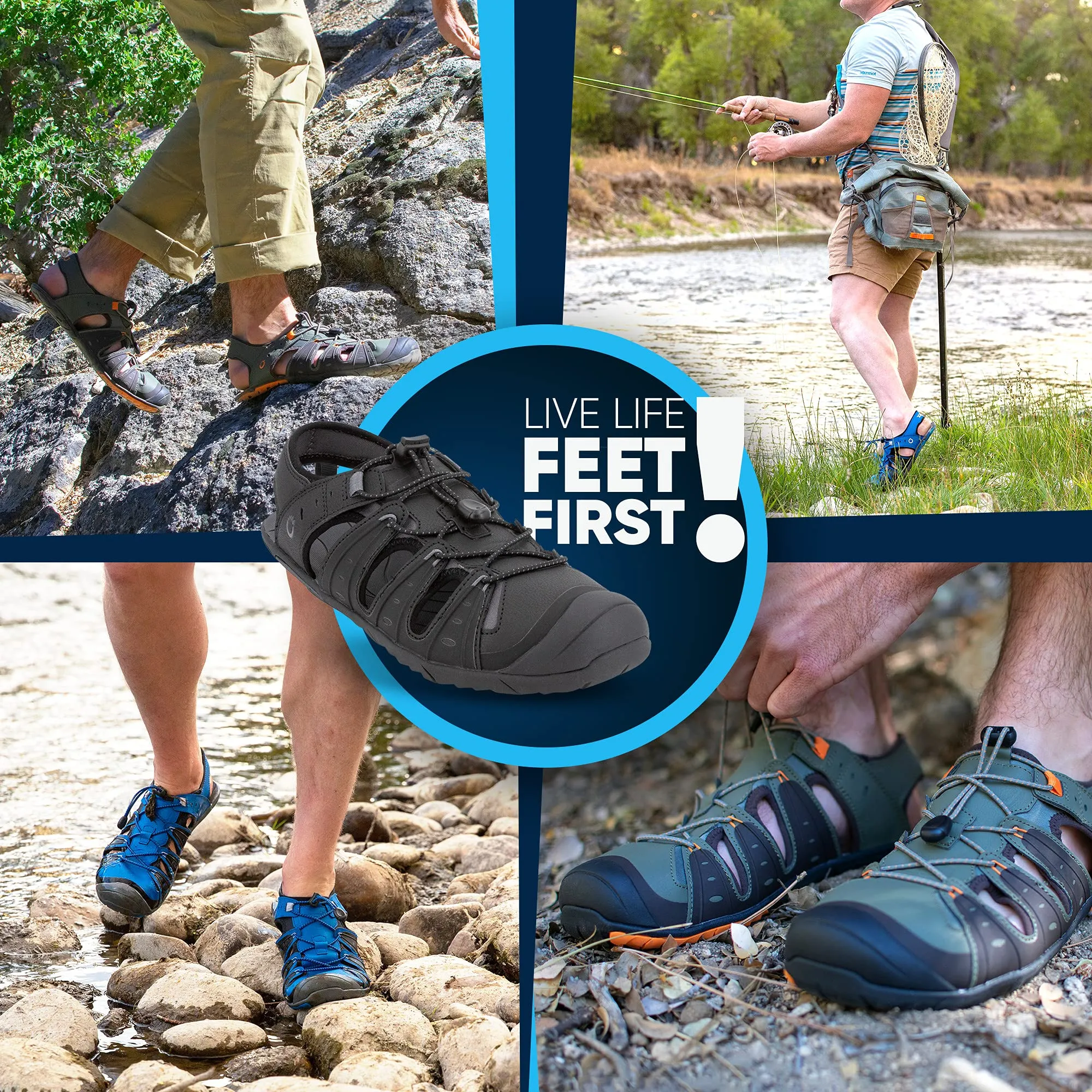 Xero Shoes Colorado - Men's Lightweight Shoe Sandal for Trails, Water. Barefoot-inspried, Minimalist, Zero Drop 8 Black