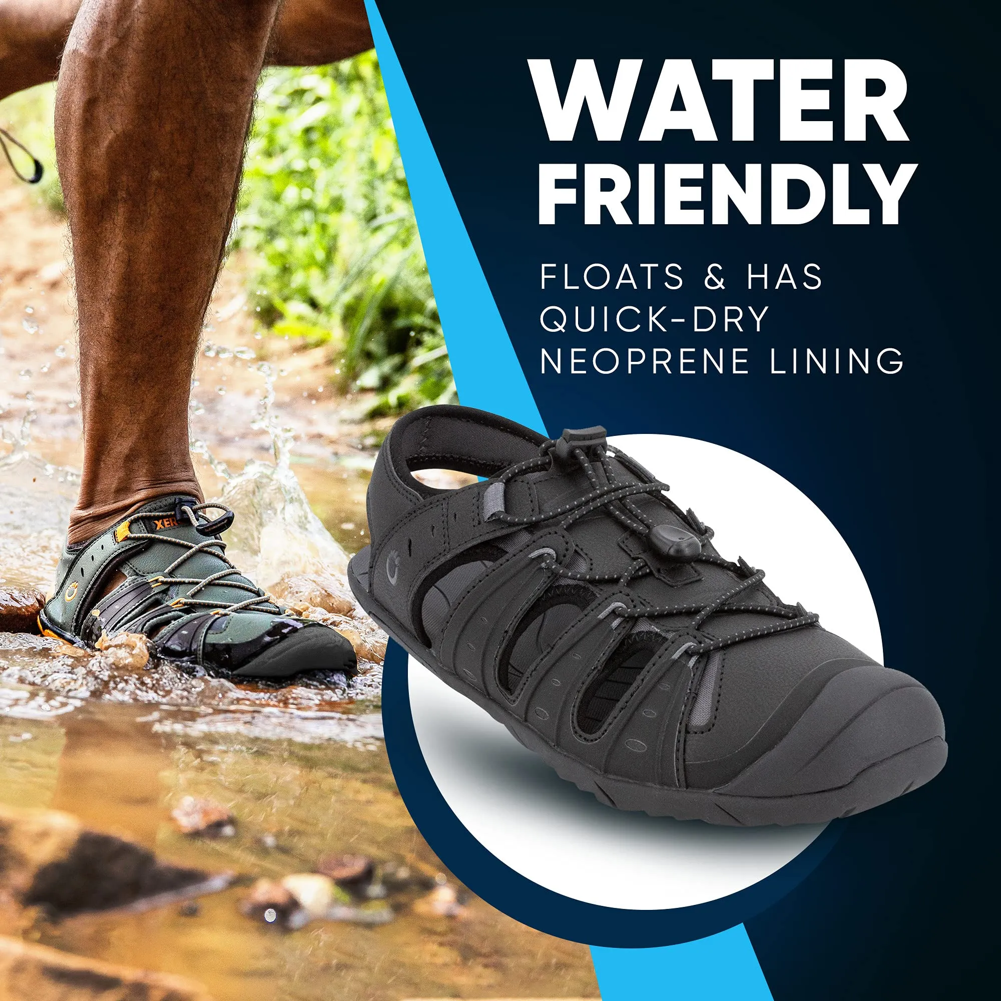 Xero Shoes Colorado - Men's Lightweight Shoe Sandal for Trails, Water. Barefoot-inspried, Minimalist, Zero Drop 8 Black