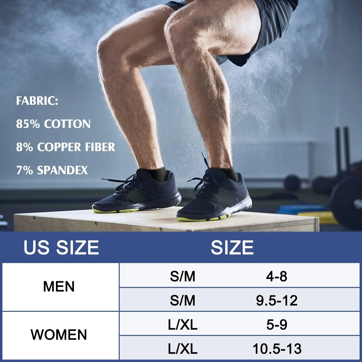 yeuG Ankle Compression Socks Women and Men 5 Pairs - Circulation Arch Support Copper Plantar Fasciitis Running Socks