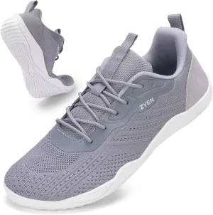 ZYEN Mens Barefoot Shoes Wide Toe Box Trail Running Sneakers Zero Drop Non-Slip Extra Wide Width Walking Shoes Minimalist Wrestling Sneakers Gym Trainer 6.5-13