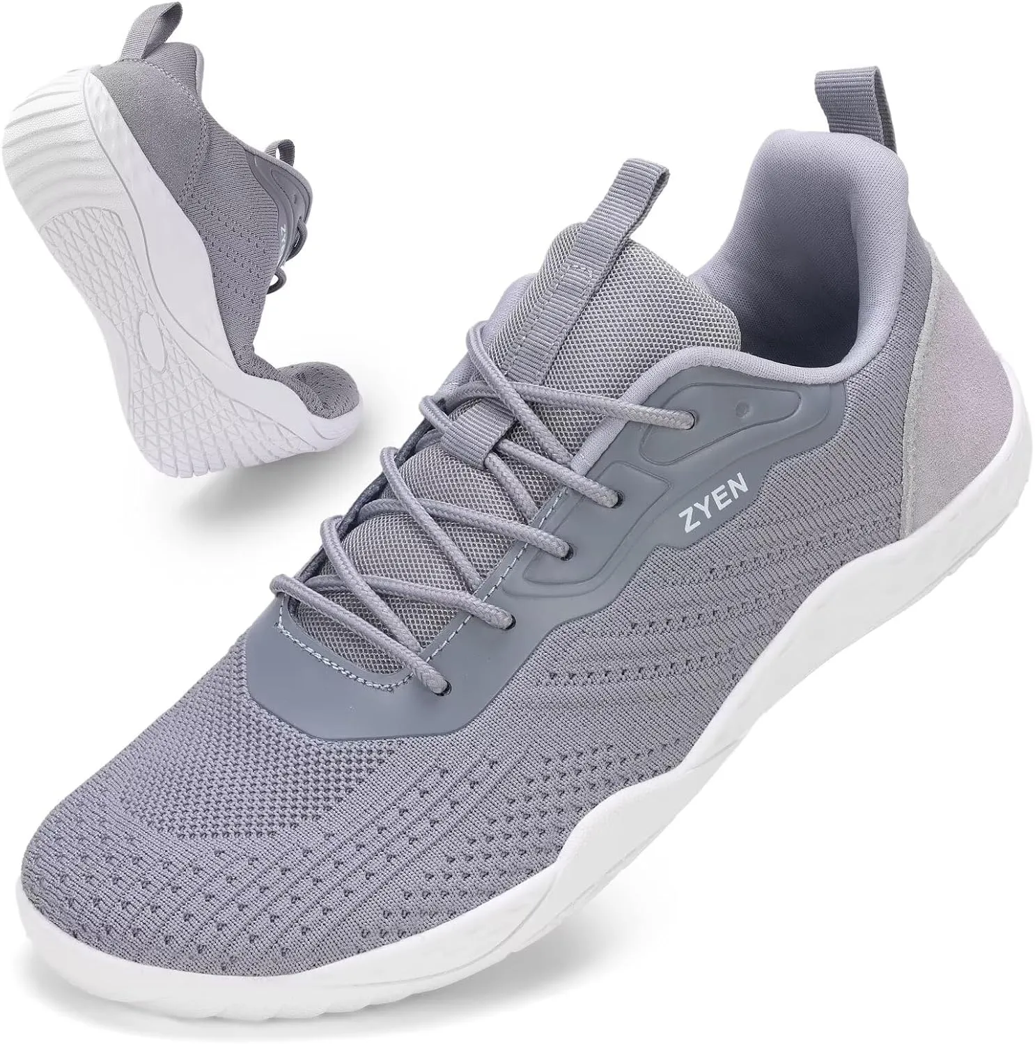 ZYEN Mens Barefoot Shoes Wide Toe Box Trail Running Sneakers Zero Drop Non-Slip Extra Wide Width Walking Shoes Minimalist Wrestling Sneakers Gym Trainer 6.5-13